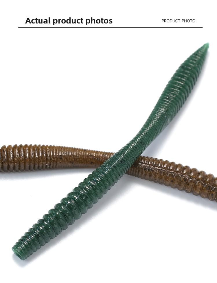 Rockin' Noodle Worm HighDensityLeadFreeSoftBait TexasRiggedLure For BassFishing RockWorm ArtificialBait With WeightedInsert Perfect For BassTrolling And TexasRig