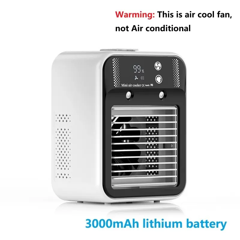 Portable Air Conditioners for Personal Use, Rechargeable Ac with 3000mah Battery, 2 Speeds & 2 Mist Modes, Quiet Cooling for Room Car Office Outdoor, Mini Air Cooler Fan Rechargeable Misting Fans