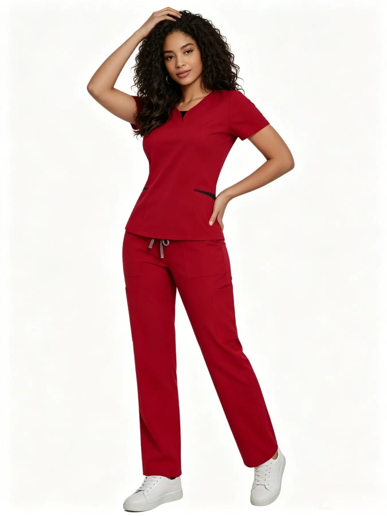 Versatile Multicolour Unisex Scrub Work Set Vneck Sweat Wicking Lightweight Breathable Medical Scrub Set Outfit Practical Multi Pocket Workwear Uniform for Beauty Salon SPA Healthcare Clinic Daily Job
