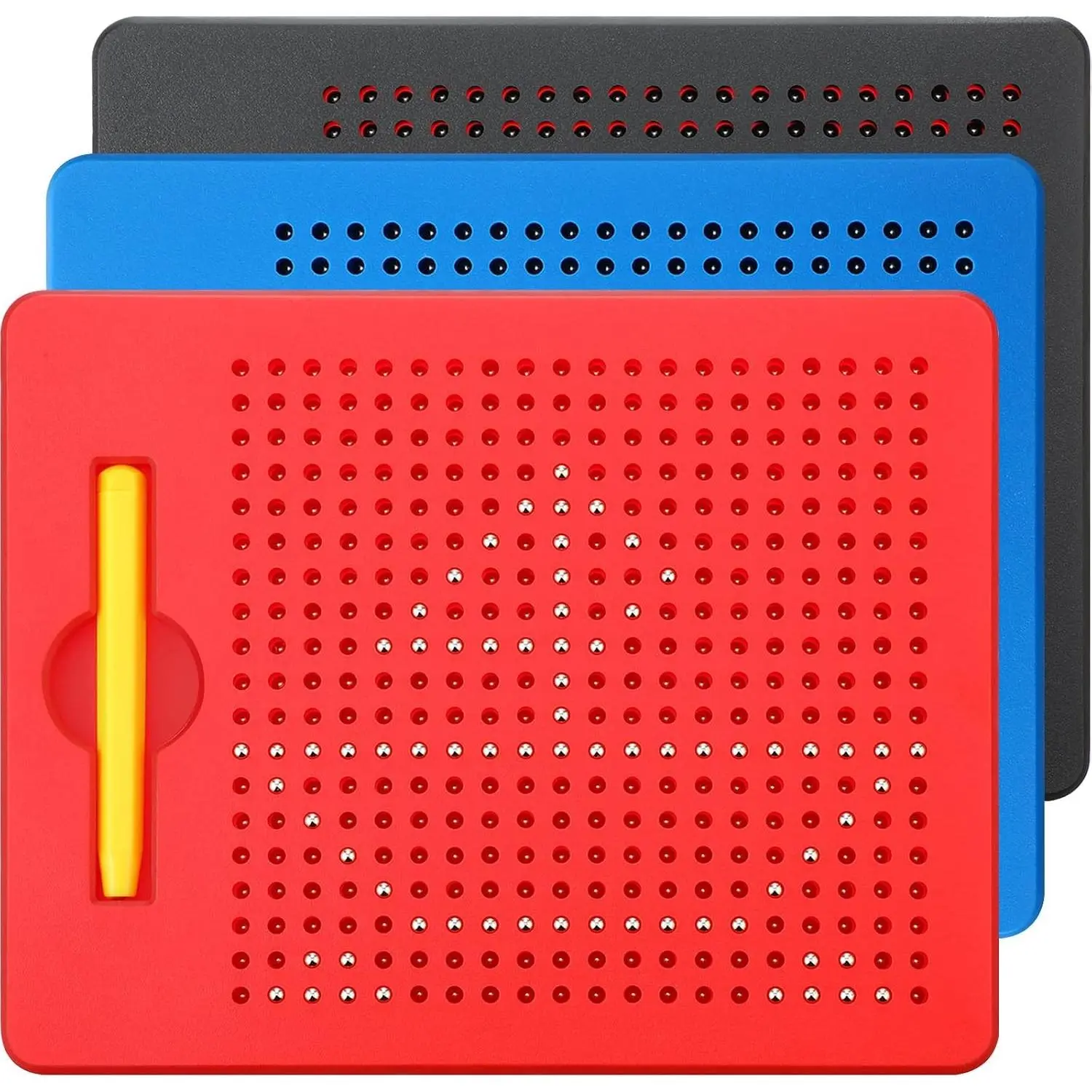 3 Pcs Magnetic Drawing Board for Kids, Toddler Travel Drawing Kit Magnet Sketch Thread Board with Stylus Pen and Beads Toy for Child Quiet Time Activities (7 x 8.5 Inches,Multicolor)