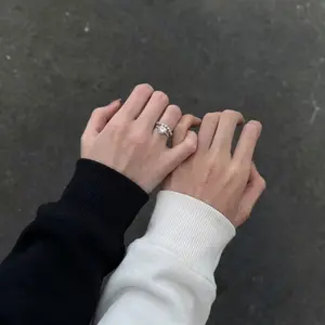 Exquisite Couple Rings Set for Women and Men, Trendy Geometric Stacking Wedding Band Jewelry, Minimalist Love Design Adjustable Unisex Rings, Elegant Statement Promise Rings for Engagement, Anniversary, Daily Wear and Special Occasions