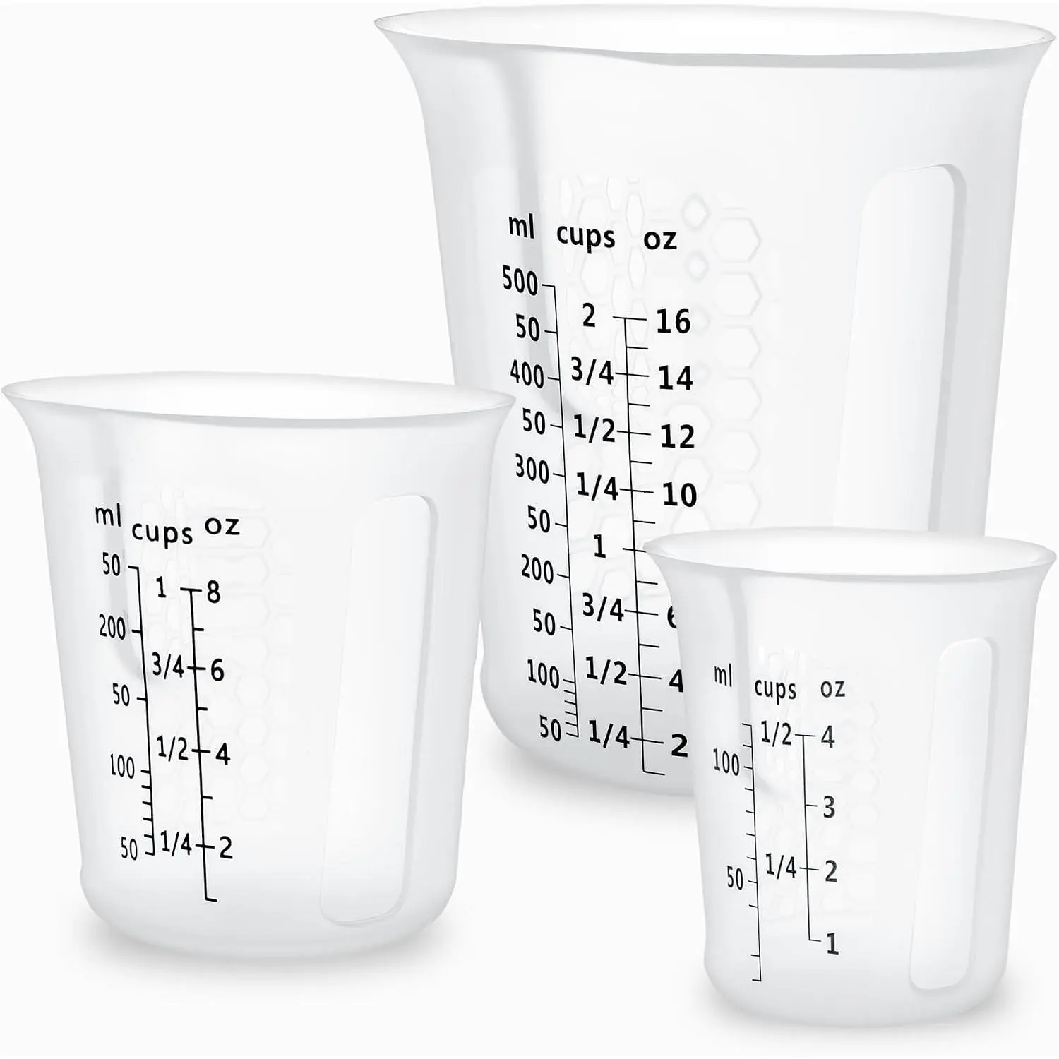 Measuring Cups Set 125ml + 250ml + 500ml for Cooking  Baking Supplies  Flexible Melting Measure Cup for Butter,