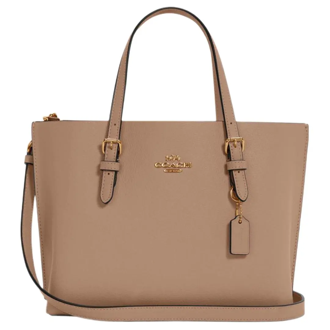 Coach Mollie Zip Top-Handle Crossbody Bag for Women, Full-Grain Leather, Taupe
