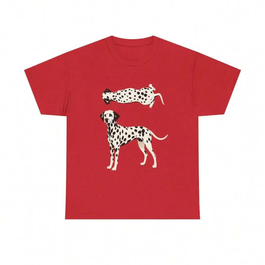 Women's T-Shirt With Dalmatian Dog Illustration T-Shirt |     Two Dalmatians On A Red Background Are Cool In The Summer