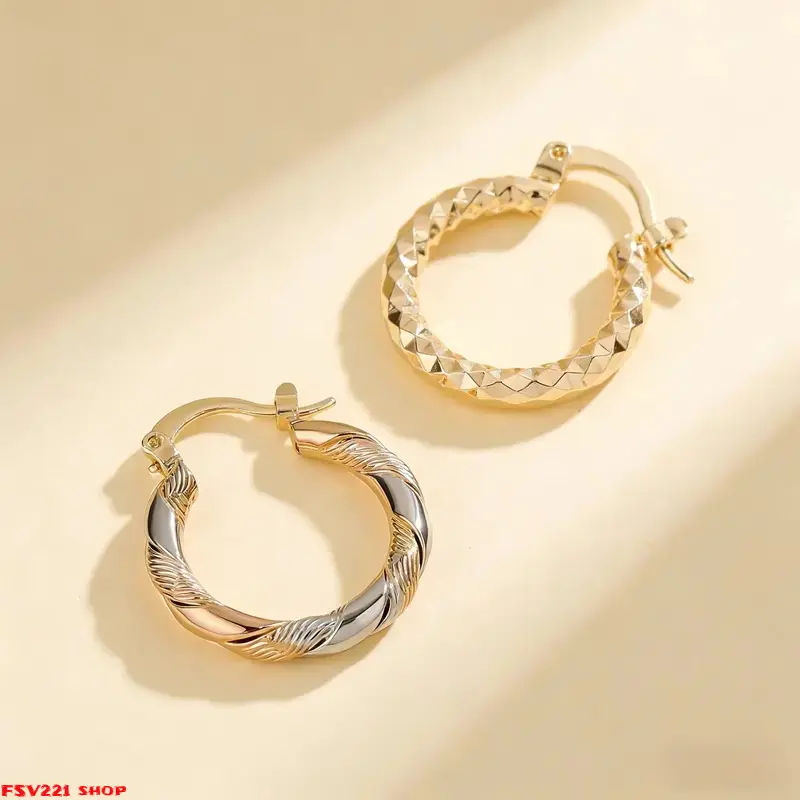 2 Pairs 14K Gold Plated Twisted Round Hoop Earrings, Minimalist Lightweight Copper Jewelry for Women & Men, Trendy Comfortable Hoops for Daily Wear, Wedding Party Summer Occasions and Birthday Gift campingessentials