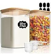THE WELL KEPT 1.2 Gallon Wide Mouth Flour Sugar Storage Containers 2 Pcs, 4.6 Qt Glass Storage Containers with Lids, Large Pantry Glass Jar with Lid, Big Jars for Rice, Flour, Sugar, Cereal, Cookie, Coffee Kitchen Utensils