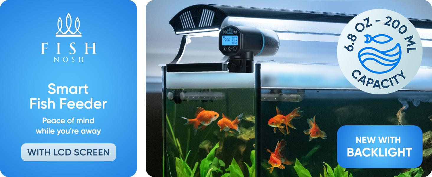 Automatic Fish Feeder For Aquarium - New Generation 2025, Auto Food Dispenser With Timer For Small Tank, Big Aquariums & Pond (Blue)