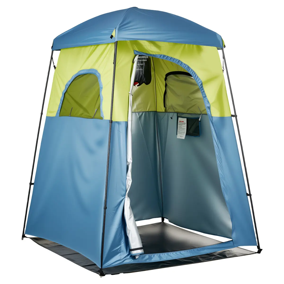Camping Shower Tent, 1 Room, Portable Privacy Tent Changing Room with Shower Bag, Ground Stakes, Ropes, Carry Bag, and Support Poles, 150D Oxford Fabric with Silver Coating, for Camping, Fishing On-Site