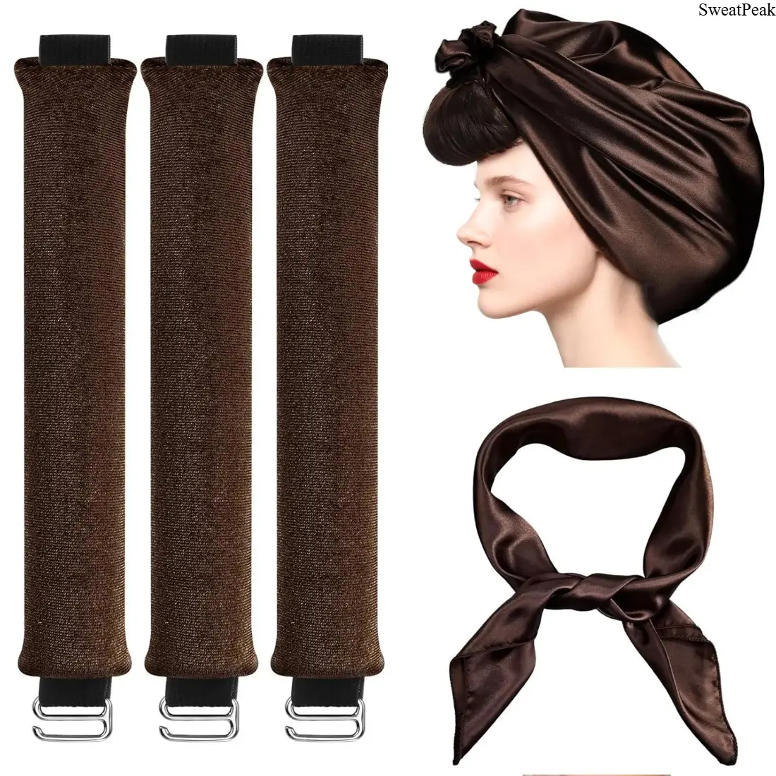 Heatless Curls Kit for Long Medium Hair, No Heat Curling Headband with Velvet Hair Roller, 4 Pack Overnight Curling Rod Set for Soft Waves, Comfortable Hair Styling Tool for Sleeping, Beauty Routine, Daily Hairstyles & Travel