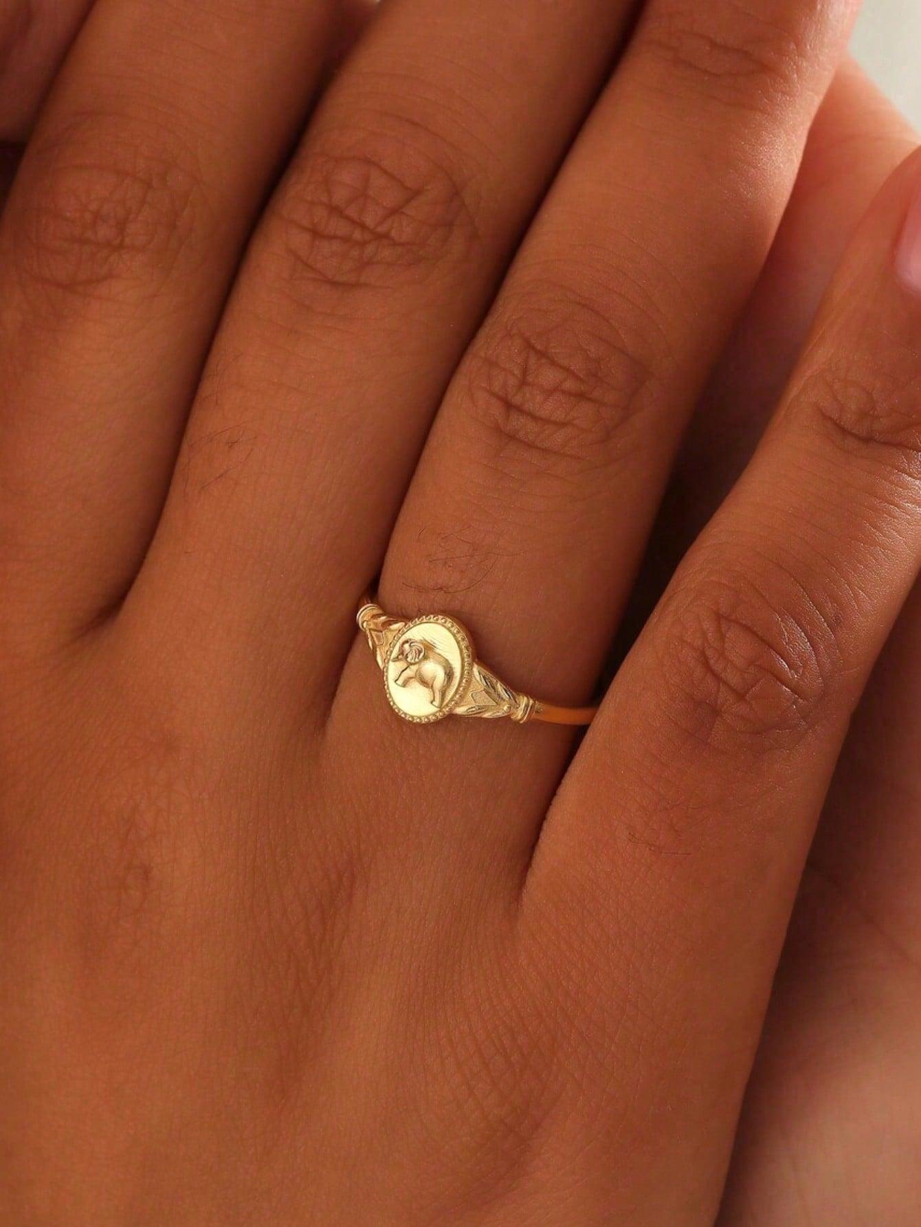 1pc Women's Fashion Personality Ring, Retro Simple Elephant Pattern Symbolizes Romance, Matches Everyday Clothing, Perfect Date Gift, Ramadan Jewelry (No Box)