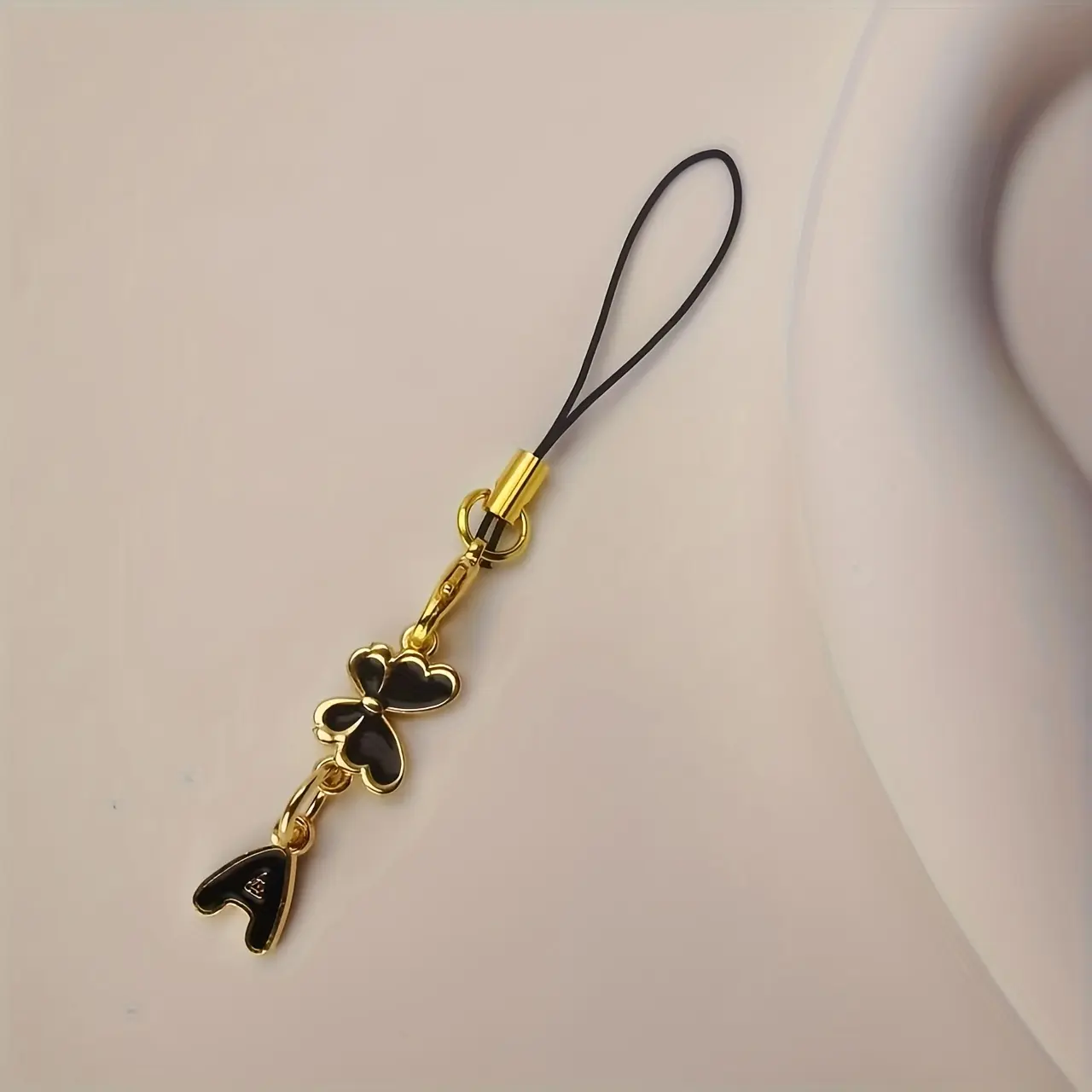1pc black butterfly with letter phone charm, decoration, suitable for holidays, gifts for lovers and family.