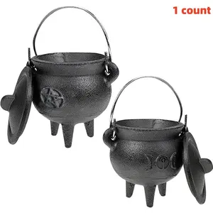 Cast Iron Witchcraft Cauldron with Lid and Carry Handle, Perfect for Spells, Halloween Decor, Incense Burning, Home Fragrance, Classic Practical Supplies, Scent, Fragrance, Aroma, Scented