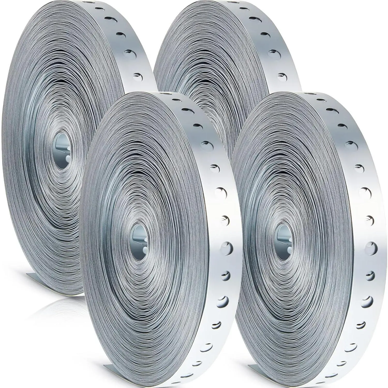 4 Rolls Galvanized Metal Pipe Strap 3/4 Inch x 100 FT Perforated Hanger Strap with Holes 24 Gauge Steel Support Strapping for Plumbing Pipes HVAC Installation Electrical Conduit DIY Projects