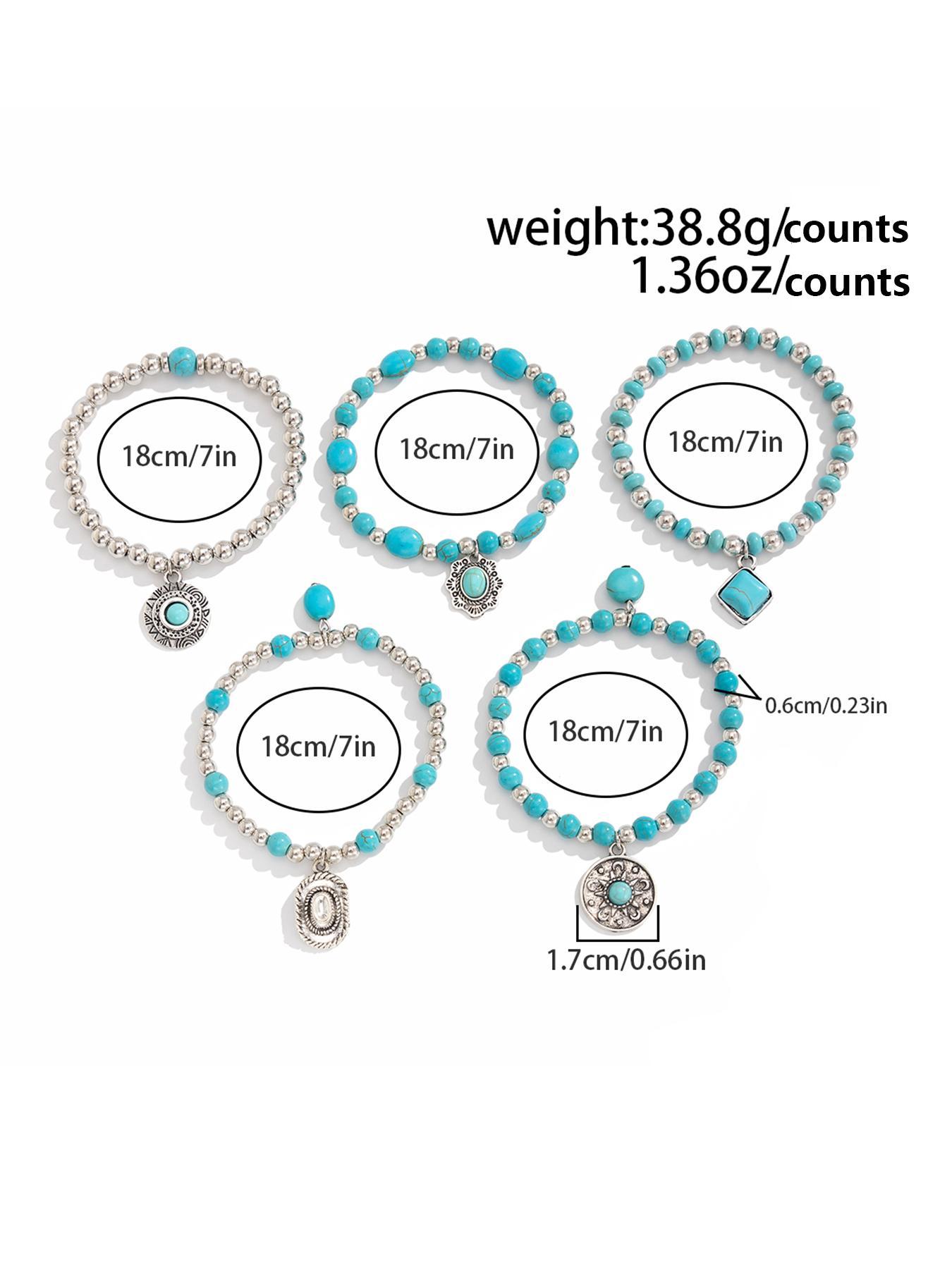 Boho Style Turquoise Decorated Beaded Bracelet, Premium Bracelet, Fashionable High Quality Bracelet for Women & Girls, Trendy All-match & Exquisite Jewelry for Birthday Gift, Gifts for Wife, Anklets