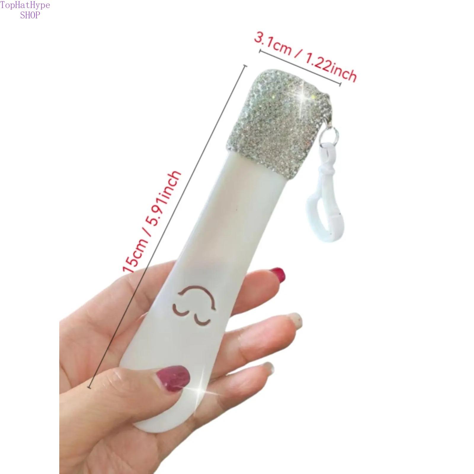 Bling Rhinestone Shoe Horn Keychain, Portable Sparkly Shoe Lifter Helper, Luxury On-the-Go Shoe Wearing Assistant Tool, Compact Lightweight Design for Daily Travel Shopping & Elderly Use