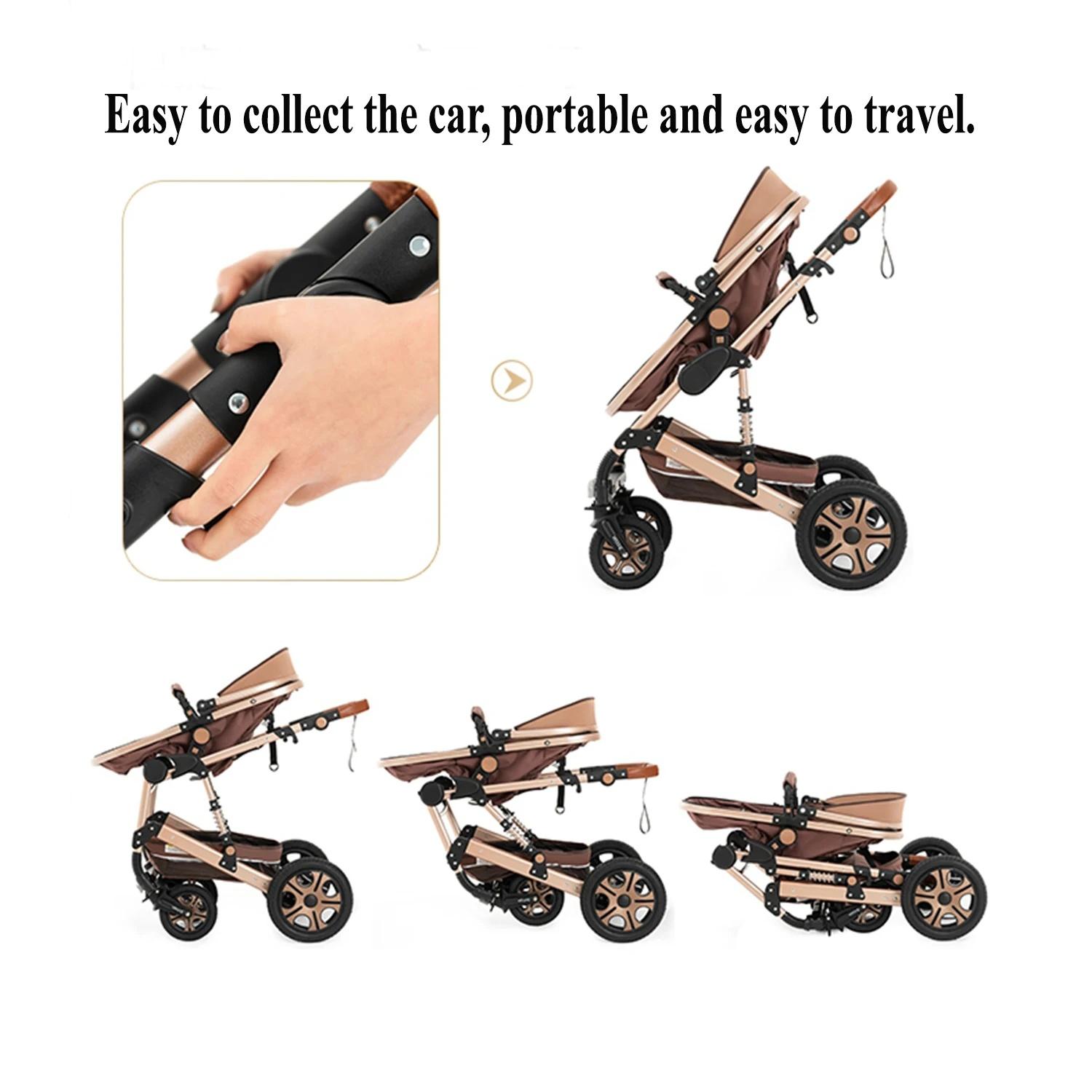 3-in-1 Multi-Role Baby Stroller Travel System with Car Seat Base, Adjustable Bassinet, Folding Newborn Stroller Design, Reversible Seat, Lightweight Build, Backpack, Changing Pad, Large Storage, Zip Footcover