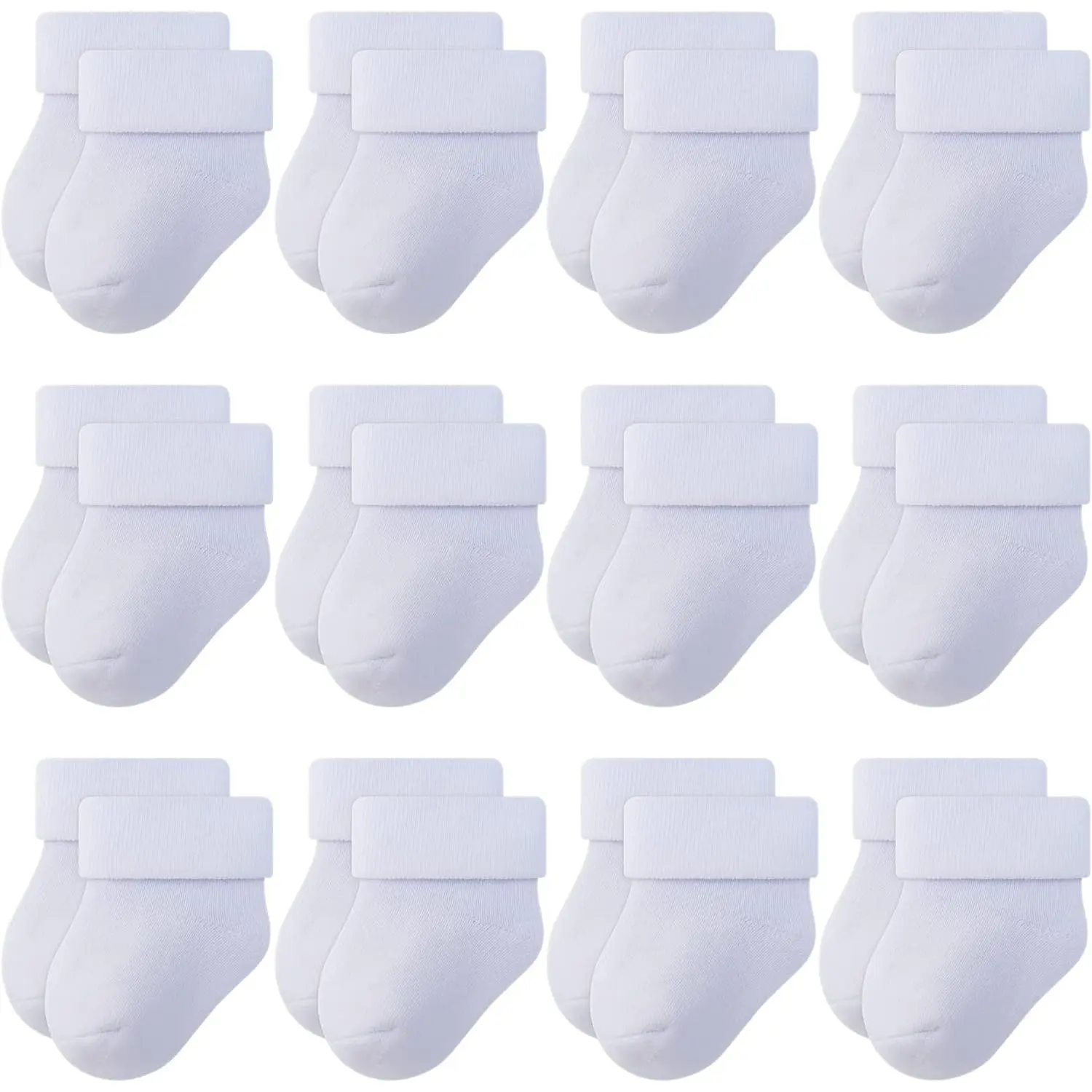 Newborn Baby Socks 0-6,6-12 Months Terry Turn Cuff Socks for Boys Girls