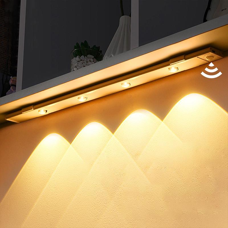 LED Under Cabinet Light with Motion Sensor Dimmable Night Light, 1 Count USB Rechargeable Cat's Eye Ripple Light, Night Light with 3 Color Temperature Stepless Dimming