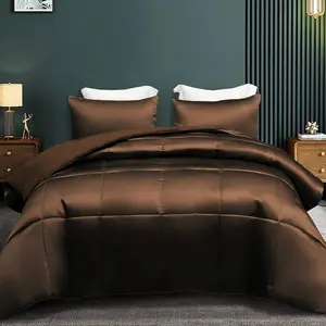 Flotilla 3-Piece Reversible Soft King Size Comforter Bedding Set, Luxurious Comforters Oversized with 2 Pillowcases, Lightweight Duvet for All, Brown
