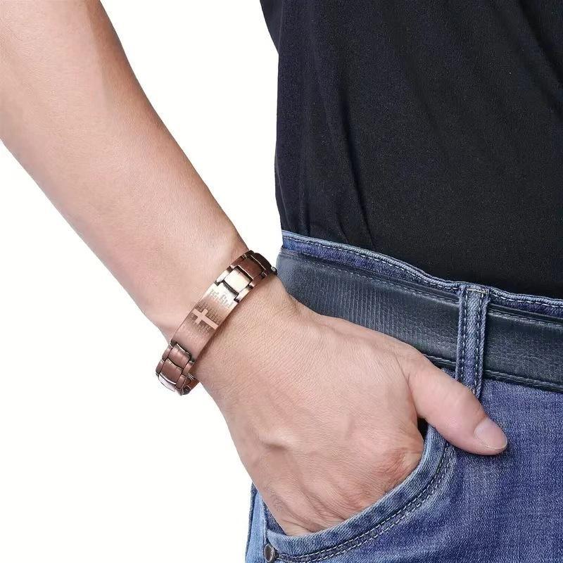3500 Gauss Strong Magnetic Bracelet for Men - 99.99% Pure Copper Wristband with Neodymium Magnets - Adjustable Classic Design - Health & Sports Jewelry Gift for Him gold-tone unisex religious teengirl charm
