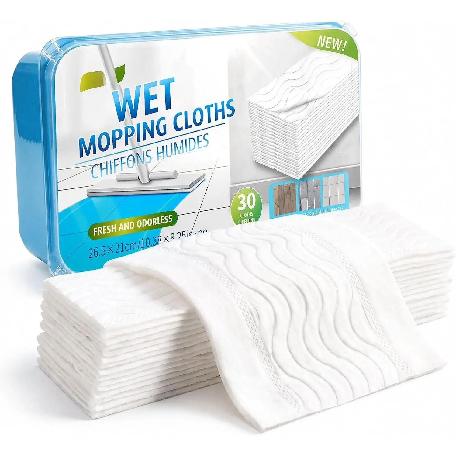 Wet Pads Refill for  Sweeper Wet Mopping Cloth, Unscented Disposable Floor Cleaning Wipes, 30 Count