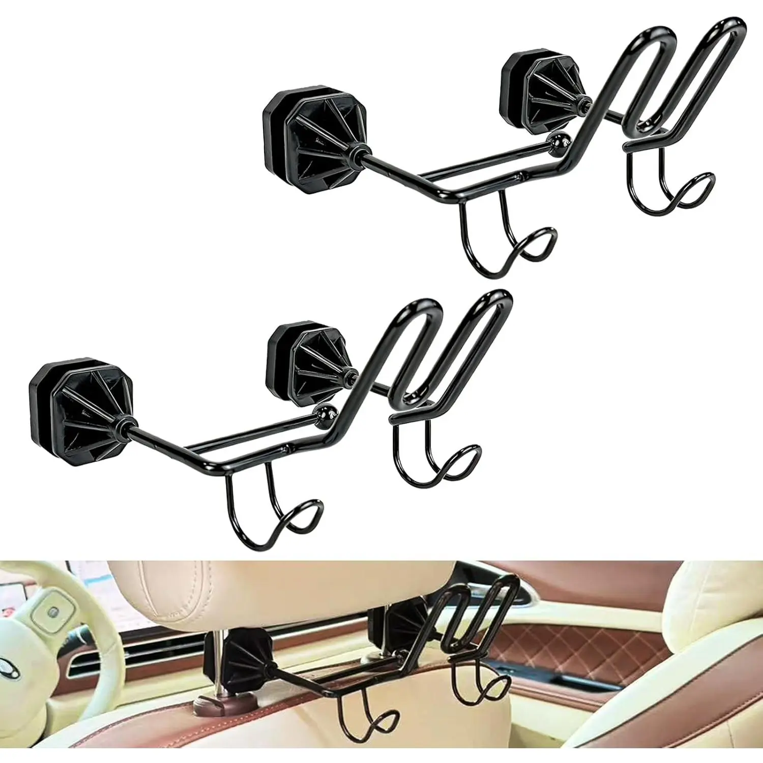 2-Pack  Hard Hat Holder, Multi-Functional Accessory with Three Extra Hooks,  for Storing Hard Hats, Safety Vests, Tool Bags and Cowboy Hat