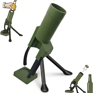 51mm Mortar Beer Bottle Opener, Hands-Free Cap Launcher, Heavy-Duty Design, Fun Party Accessory, Ideal Gift for Men & Dads