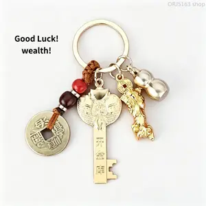 Feng Shui Five Blessings Set, Auspicious Chinese Amulet for Luck, Wealth, Health & Success, Exquisite Blessing Gift Bag, Traditional Feng Shui Ornament for Home/Office/Car, Symbolizes Longevity, Prosperity, Virtue & Peace, Ideal for Gifting & Decoration