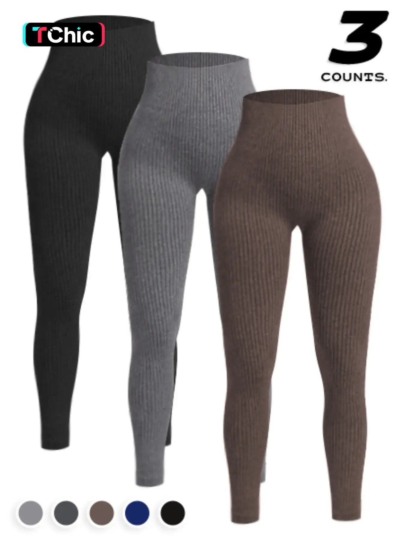 3pcs Women's Seamless Soft Yoga Pants, High Waisted Ribbed Fitness Leggings, Perfect for Running, Cycling, and Gym Use, Comfortable Sportswear, Gym Activewear, Fitness Training Tights, Knitted Sports Pants