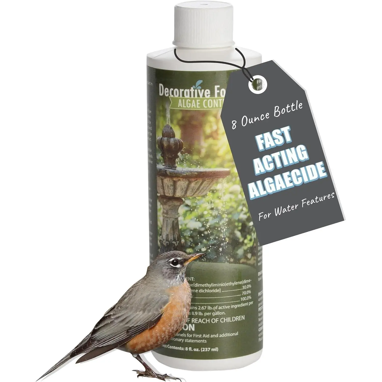 Algaecide and Clarifier 8oz - Kills and Inhibits All Types of Algae Growth, Formulated for Small Ponds and Water Features, Treats up to 8,000 Gallons