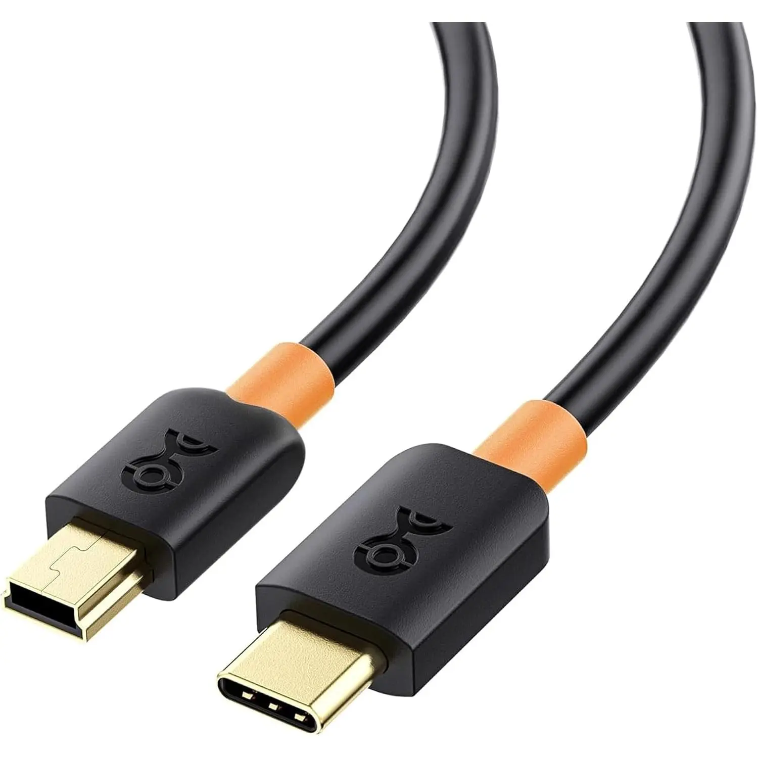Mini USB to USB C  - 6.6ft, 480Mbps Data, 15W , USBC to MiniUSB  for  Controller, Camera, GPS,  Cam, Black