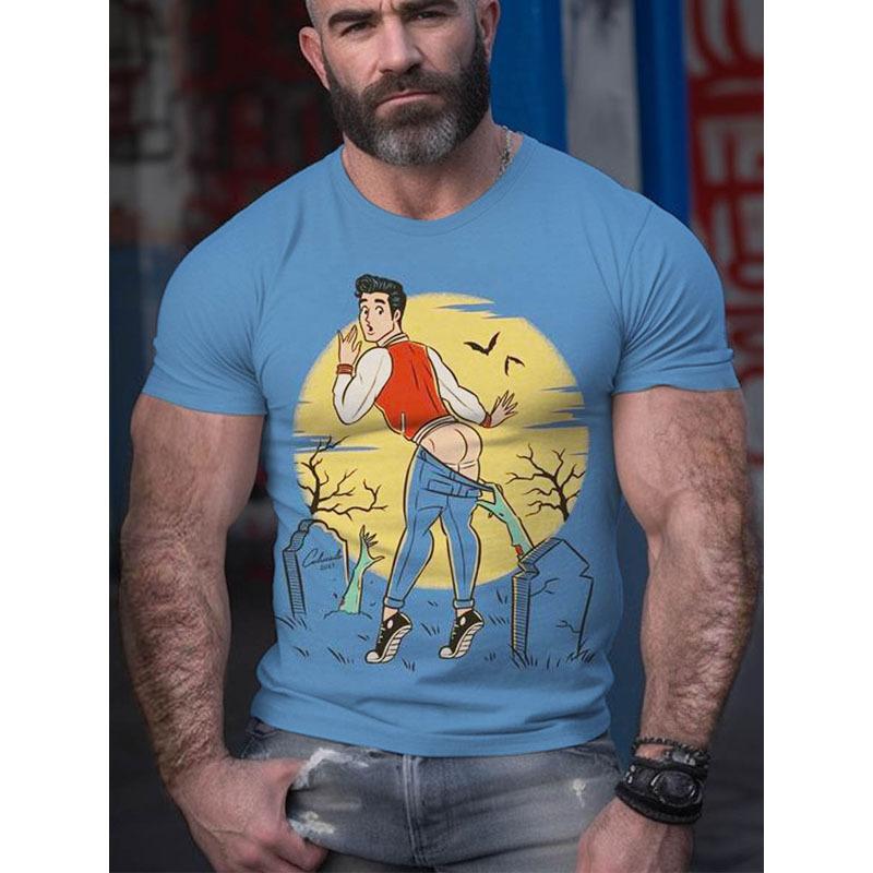 15-Color Crew Neck Printed T-Shirt - Western-Style Cross-Border Summer Bestseller - Pure Cotton, Casual, Versatile, and Stylish Short-Sleeve Men's Top