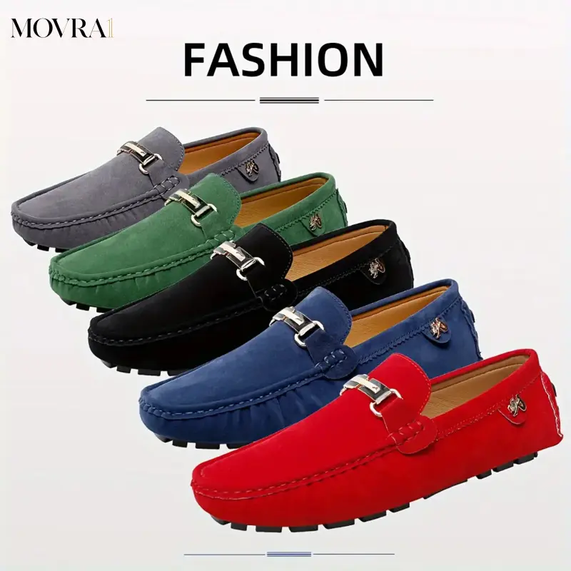 MOVRA1 Men'S-Decorated Loafers,-On Driving Shoes, Flat Boat Shoes, Comfortable Soft-Soled Non-Solid Color Shoes