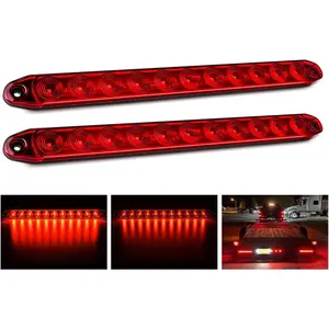 2PCS 16Inch 11 LED Red Trailer Light Bar for Parking Stop Turn Signals Tail Brake DOT Compliant IP65 Waterproof Truck ID Marker