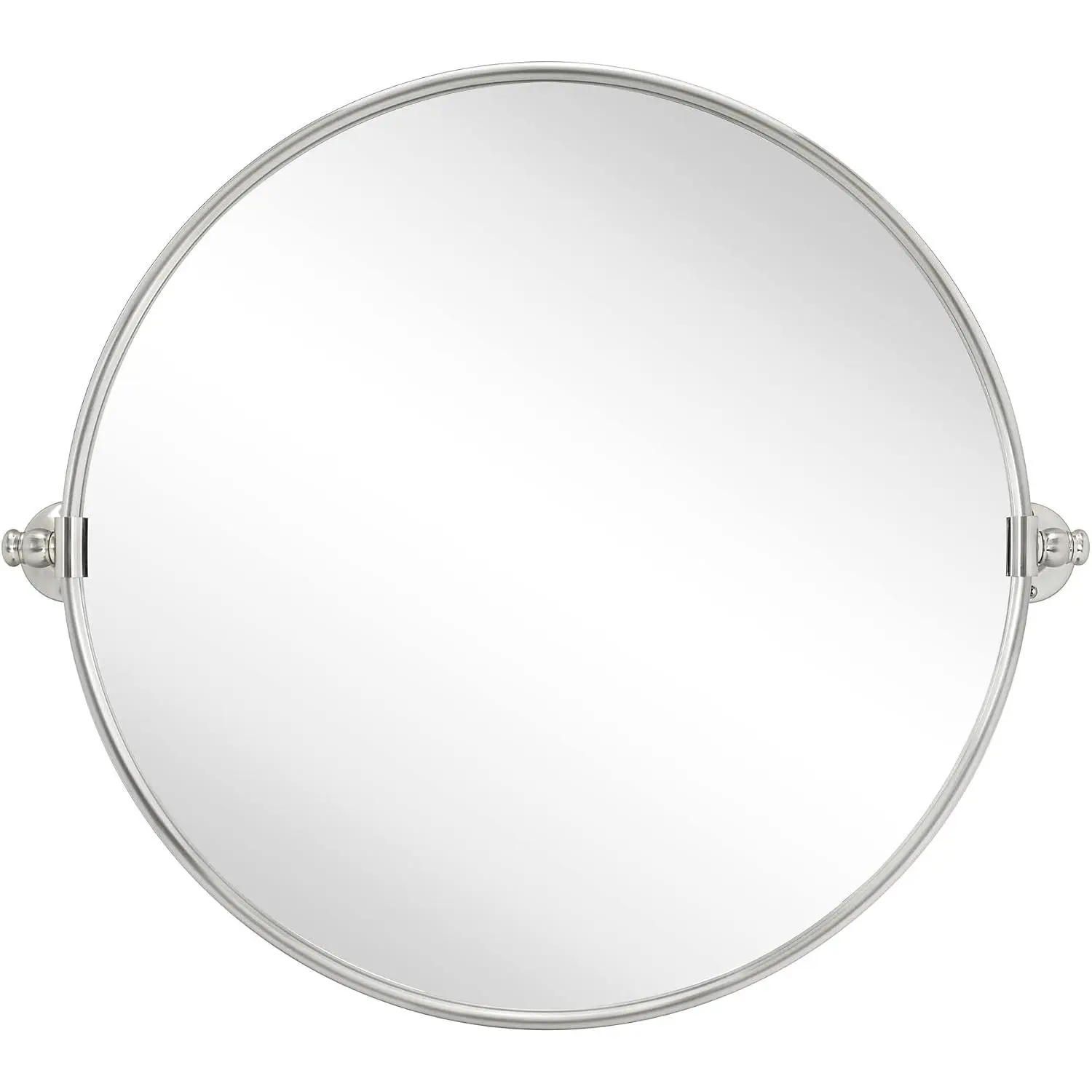 Round Pivot Bathroom Mirror Brushed Nickel Circle Metal Framed Tilting  Mirrors for Wall, Overall 27.98 x 24 inches (Mirrror 24 x 24 inches)
