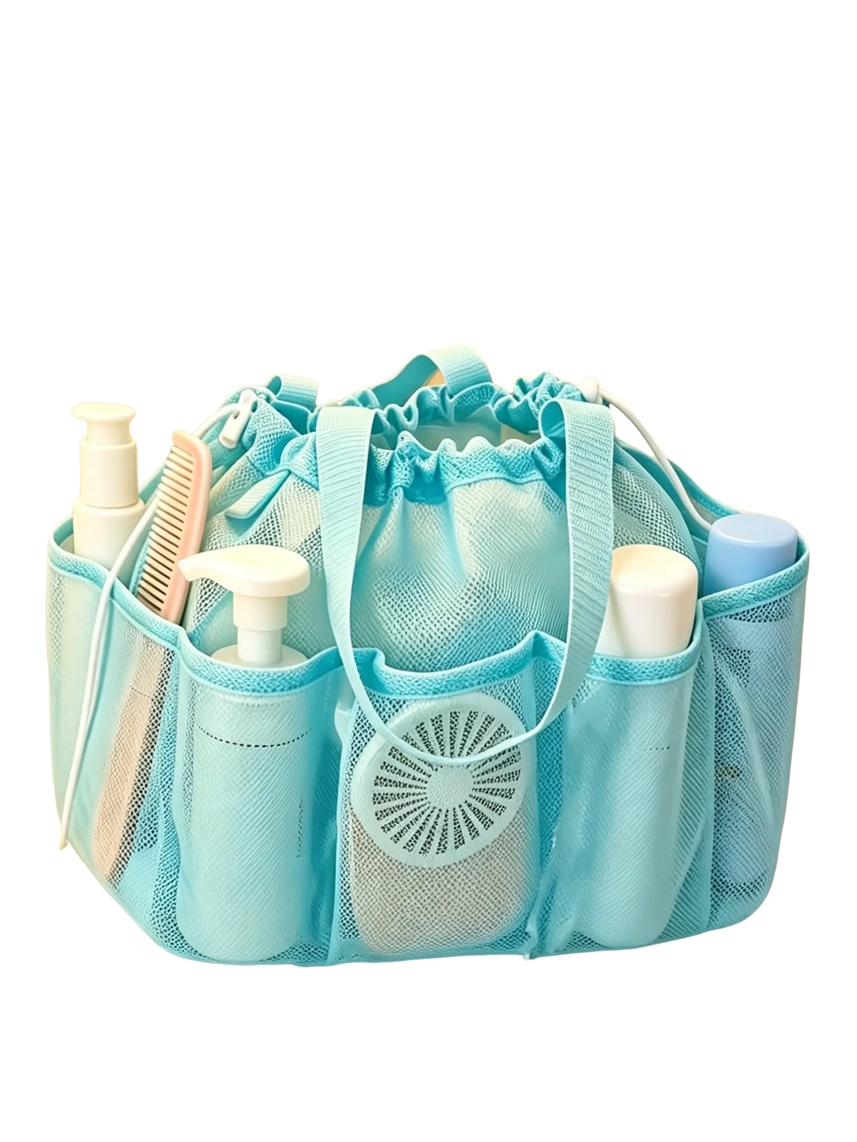 Large Capacity Hollow Out Multi-Pocket Drawstring Wash Bag, Bathroom Swim Beach Bag, Nine Colors Available, Suitable for Various Scenes