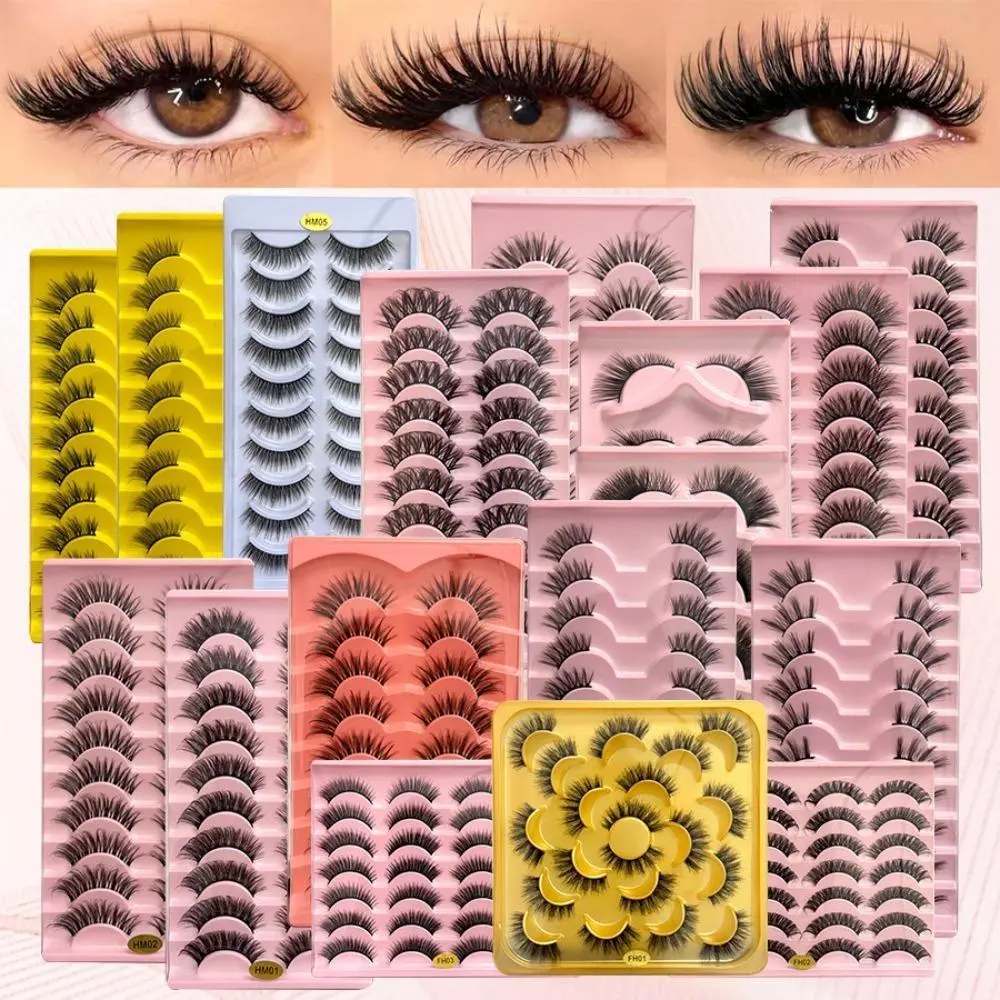 Lightweight Cosmetic Full Strip False Eyelashes - Voluminous Curly Fox Eye Style with Elongated Outer Corners, 10pairs Reusable Lash Extensions for Daily & Glam Party Looks, Eyelashes Extensions Accessory for Luggage & Bag Charms, 10Pairs 1