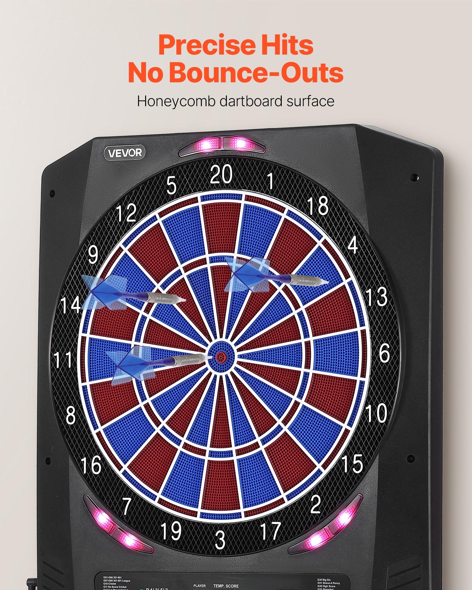 VEVOR Electronic Dart Board, 13.5" Target Dartboard with 45 Games & 474 Variations for Up to 8 Players, 6 Dart Shafts with Flights & 50 Soft Tips, Color LED Cricket Scoring Screen for Home Party Bar VEVOR Electronic Dart Board, 13.5" Target Dartboard with 45 Games & 474 Variations for Up to 8 Players, 6 Dart Shafts with Flights & 50 Soft Tips, Color LED Cricket Scoring Screen for Home Party Bar