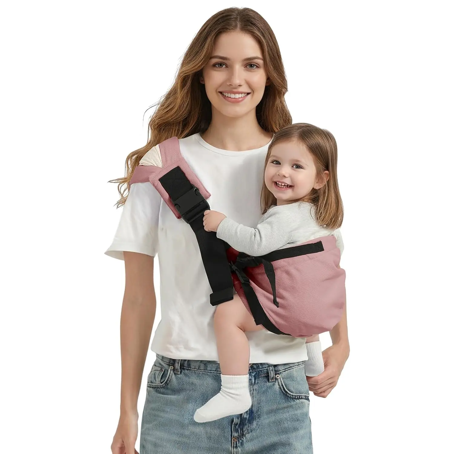 Toddler Sling Carrier, Adjustable Baby Carrier Sling 8-40 lbs, Lightweight Toddler Carrier Baby Sling Carrier, Toddler Hip Carriers One Size Fits All, Pink