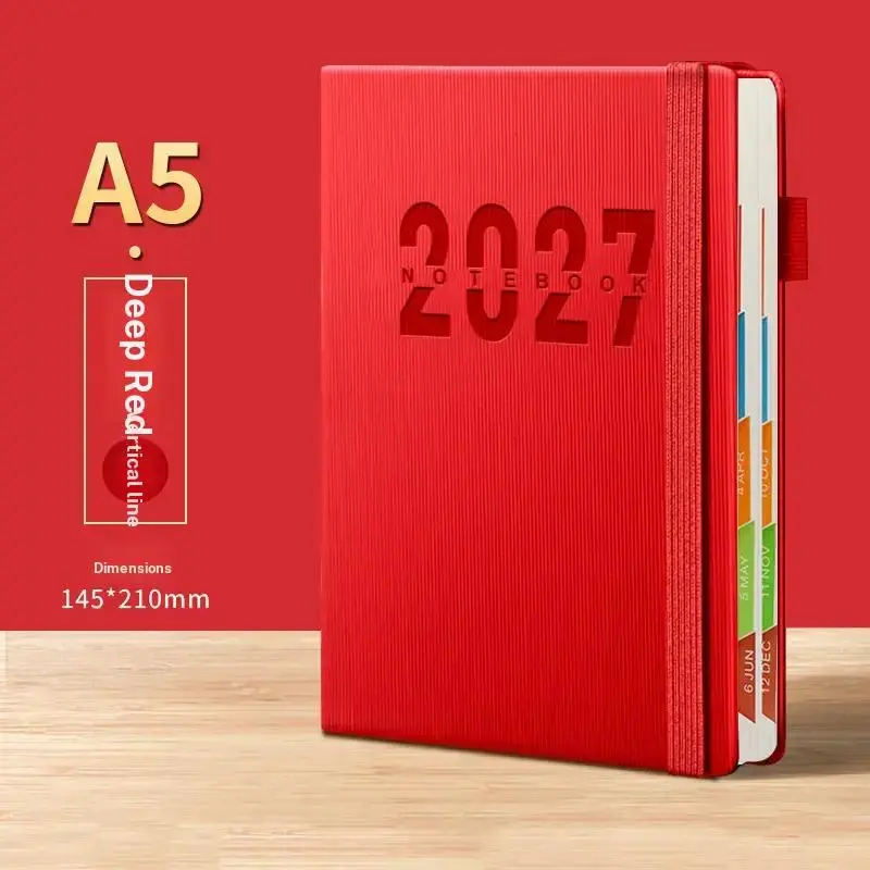 2027 Daily Planner English Schedule Book One Day One Page Notebook with Ribbon Binder for Productivity Goal Setting Business Office School Use College Notebook Organizer Notebook