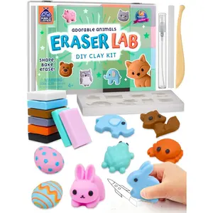 DIY Clay Cute Mini Eraser Kit for Kids - Birthday Gifts for 4 5 6 7 8 9 10 11 12 Girls & Boys - Students Desk Pet Animals Make Your Own Erasers Kit, Arts and Crafts for Kids Ages 8-12 4-8