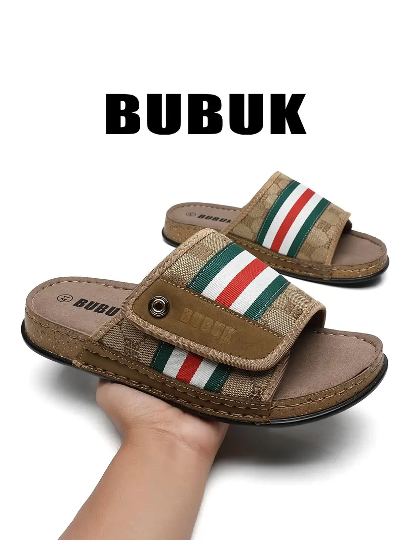 BUBUK Men's Outdoor Walking Beach Hiking Travel Shoes, Soft Sole Slip-On Sandals for All Seasons, Comfortable Open Toe Design