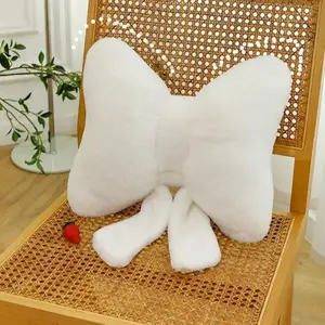 Creative Bow Pillow Waist Support Solid Color Bowknot Waist Pillows Cute Stuffed Neck Cushion for Car Interior