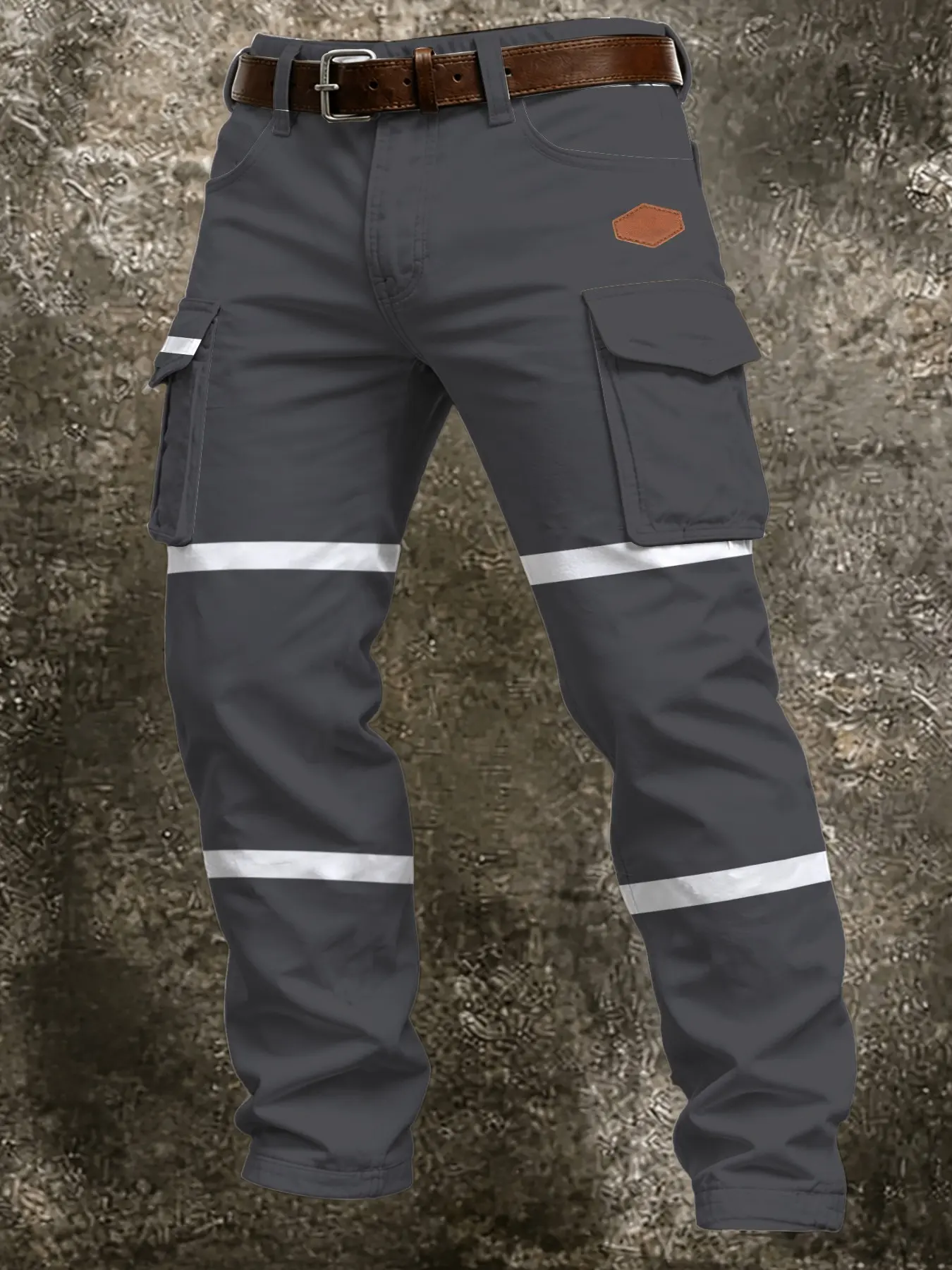 Men's Reflective Cargo Pants, Loose Straight Leg with Side Pockets, Casual Ankle-Length Workwear for All Seasons, Casual Summer Workwear