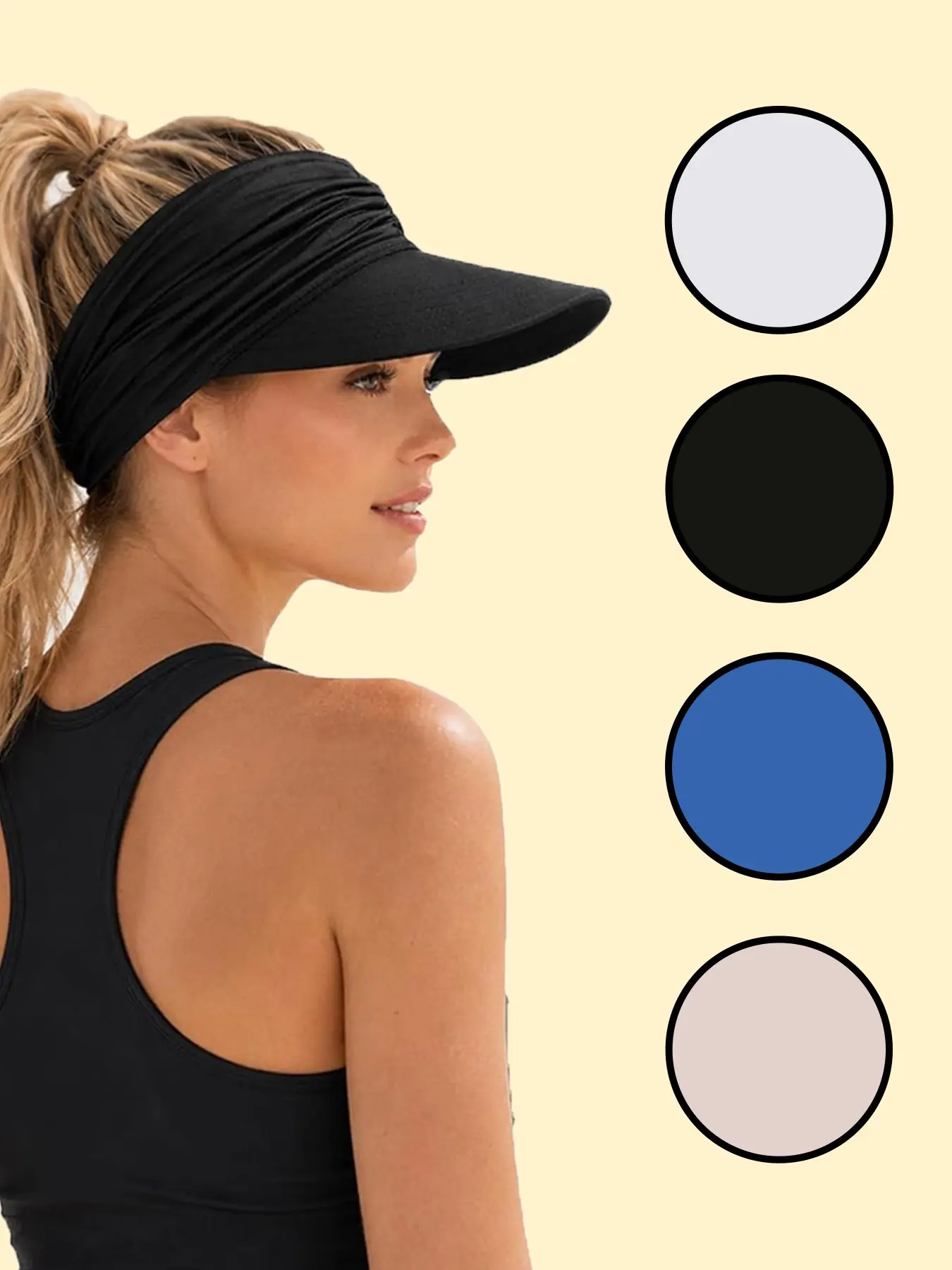 1Pcs Wide Brim Visor Hats for Women-Lightweight Packable Ponytail Hat, Comfortable Quick-Dry Sun Visor for Casual，Women's Solid Color Sun Hat, Casual Outdoor Sun Protection Cap for Women & Girls, Fashion Accessories for Daily Wear