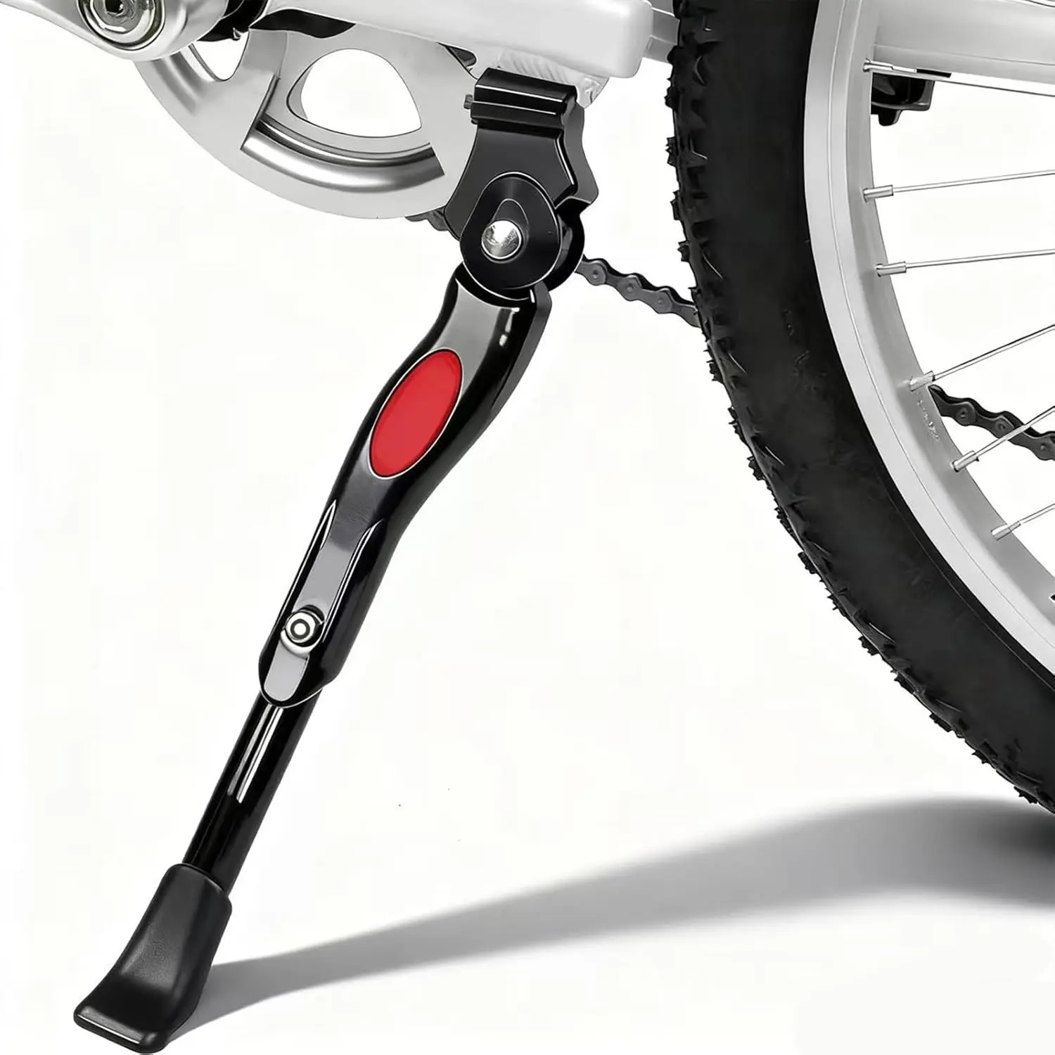 Durable Aluminum Bike Kickstand, Water Proof Center Mount with Anti-Slip Diamond-Patterned Rubber Pads, Height Adjustable (8.27"-9.64") for 16-20" Mountain & Road Bikes