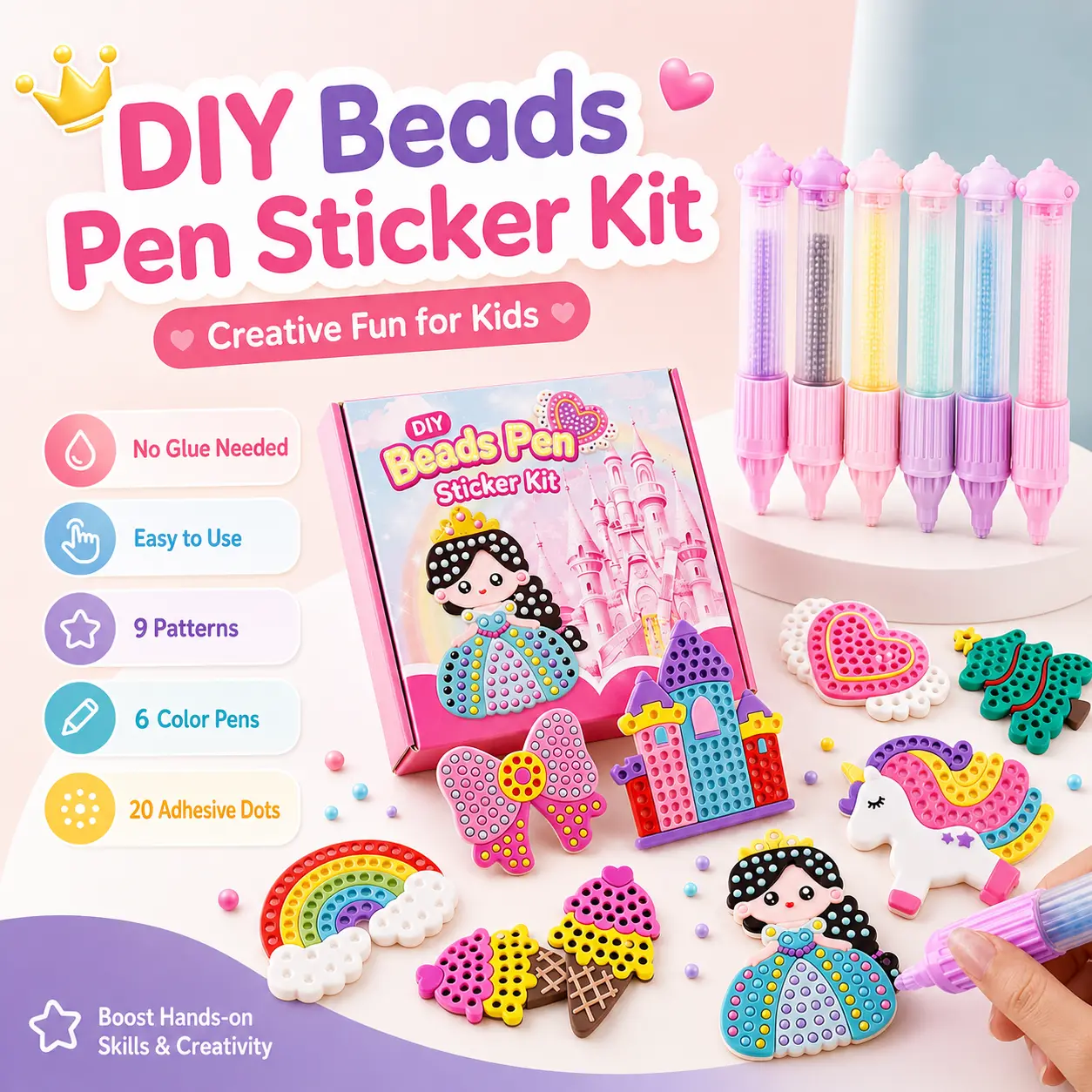 Beading Kits for Kids 5-12 Years Gemstone Painting Art Supplies DIY Mosaic Handmade Bead Craft Set Back to School Gift Student Gift,year school gift