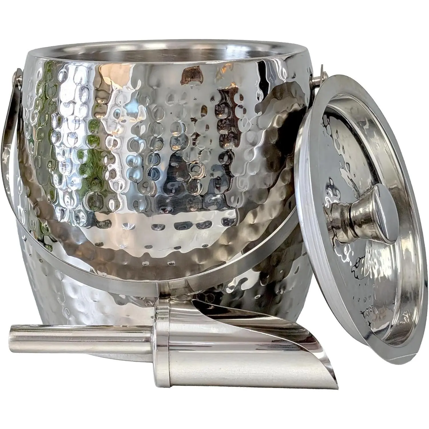 BREKX Insulated Ice Bucket with Lid & Scoop for Champagne Silver 3QT | Double-Walled Stainless Steel, Sweat-Proof For Parties with a Modern Appeal