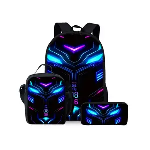 Mechanical Robot Kong Print Backpack For School Three-piece Set Backpack Lunch Box Lunch Bag Pencil Case Backpack Backpack Bags Backpack Combo