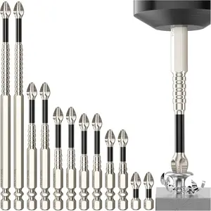 【FathersDayGift】PH2 Magnetic Screwdriver Bit Set - 9 PieceK5 Impact-Resistant  S2 Steel Bits , Non-Slip Electric Screwdriver Bit 1/4" Hex, 25-150mm